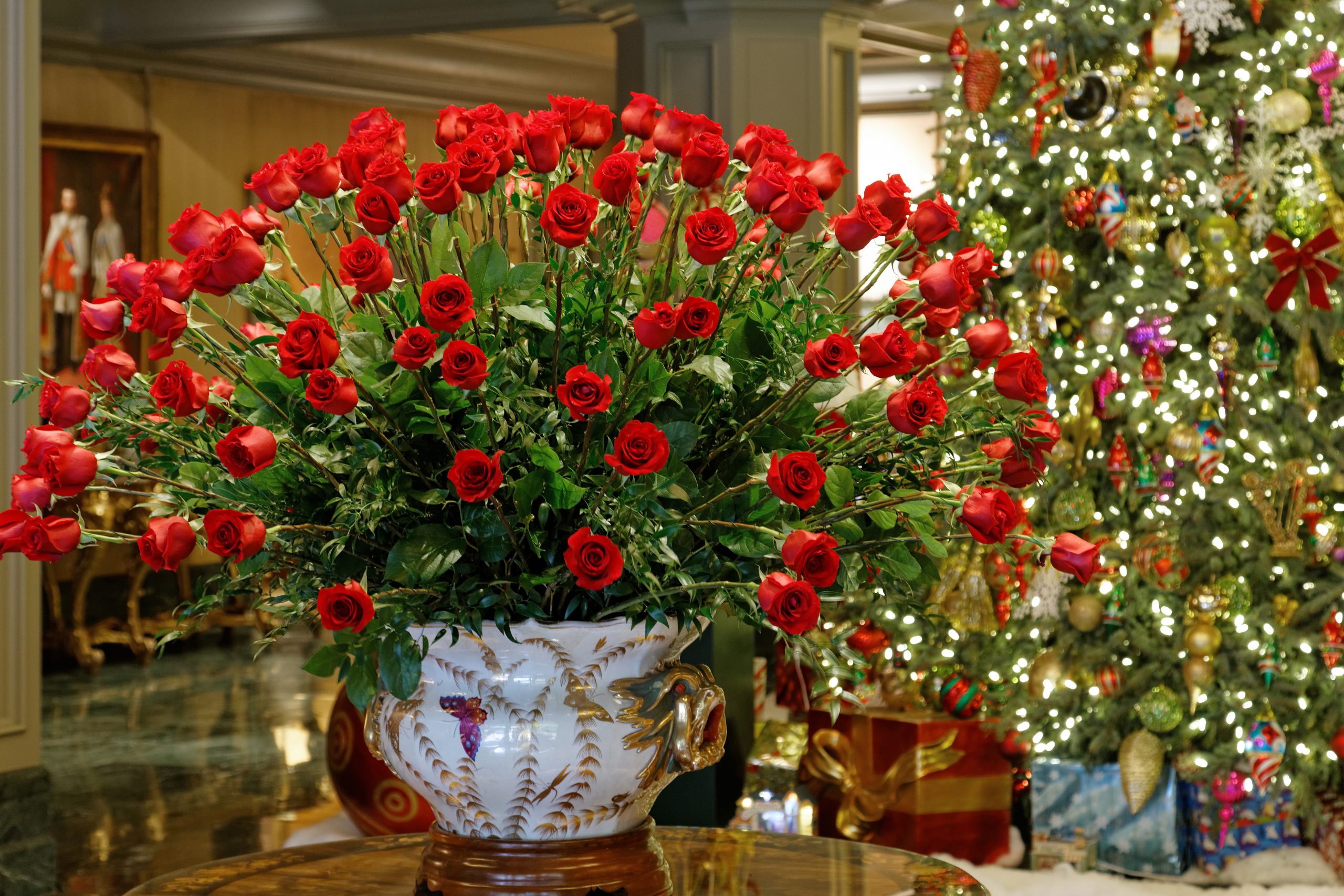 Luxurious decorations drip from every corner of our lobby during the holiday season.  - Holidays - The Windsor Court